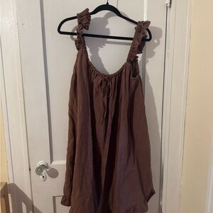 Boheme Goods Ruffle Mini Dress in Chocolate